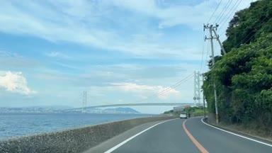 車で旅行　淡路島から望む明石海峡