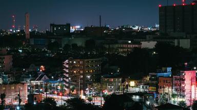 東京郊外の夜景タイムラプス