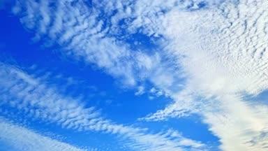 青空に流れる鱗雲のタイムラプス