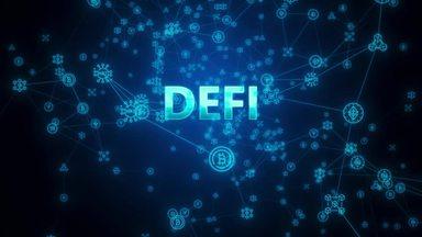 DEFIのロゴとつながる仮想通貨のアイコン