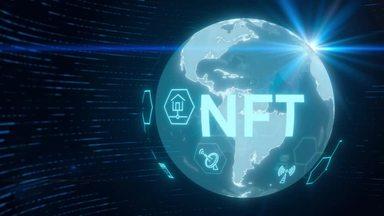 NFTのロゴと回る地球