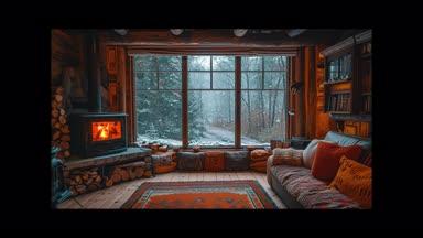 冬の山小屋からの景色
