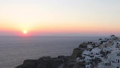 ギリシャ、サントリーニ島、イアの夕日