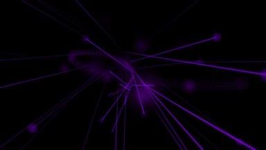 発光した粒子がランダムに飛び回る　紫色